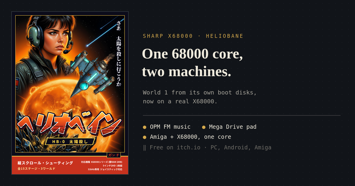 Cover image: Heliobane on the Sharp X68000: One 68000 Core, Two Machines