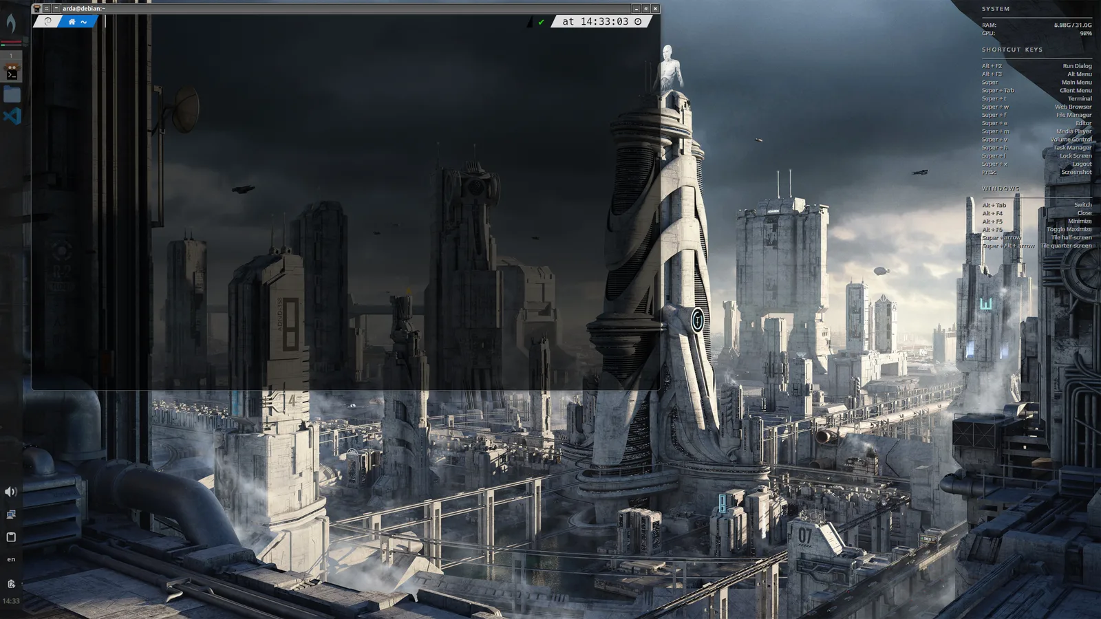 BunsenLabs desktop after the cleanup and tuning work